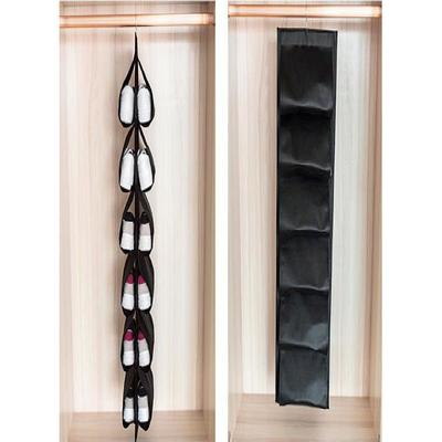Hanging Shoe Organizer with 12 Grids, Multi-Layer Rotating Non-Woven Closet Storage Bag, Dust-Proof Wardrobe Shoe Holder for Bedroom