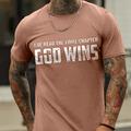 God Wins Mens Graphic Shirt 'Ve Read The Final Chapter 3D Grey Summer Cotton Letter Sillver Gray Black Yellow Tee Casual Style Blend Sports Silvver