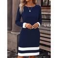 Women's Casual Dress Sweatshirt Dress Mini Dress Active Fashion Outdoor Holiday Vacation Crew Neck Print Striped Loose Fit Black Wine Navy Blue S M L XL XXL