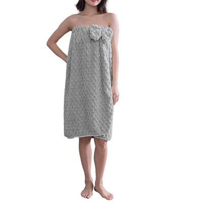 Coral Plush Cloud Plaid Bathing Skirt Soft Water Absorbing Bow Tie wearable bathrobe Towel Girl Heart