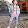 Girls' 3D Unicorn Sweatshirt legging Set Long Sleeve 3D Print Fall Winter Active Fashion Daily Polyester Kids 3-12 Years Crew Neck Outdoor Date Vacation Regular Fit