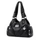 Women's Shoulder Bag Hobo Bag PU Leather Daily Rivet Zipper Solid Color Vintage Black Wine Brown