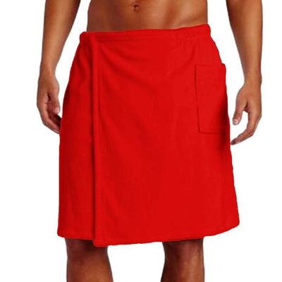 Mens Coral Fleece Bath Towel Wrap Towelling Bath Robes Bath Skirt with Pocket for Bath Fitness Travel Beach Swimming Surfing