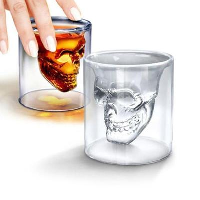 Skull Head Shot Glass Fun Creative Designer Crystal Party Wine Cup 75ml Transparent Beer Steins Halloween Gift coffee