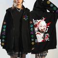 Genshin Impact Xiao Hutao Venti Hoodie Outerwear Zip Up Anime Classic Street Style Outerwear For Couple's Men's Women's Adults' Hot Stamping