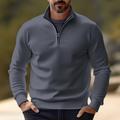 Men's Sweater Pullover Sweater Jumper Knit Sweater Jumper Ribbed Knit Regular Half Zip Slim Fit Plain Stand Collar Basic Modern Contemporary Work Daily Wear Clothing Apparel Winter Black White S M L