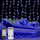 Outdoor Christmas Icicle Window Curtain Lights 6x1M-300LED Plug in 9 Colors Remote Control Window Wall Hanging Light Warm White RGB for Bedroom Party Garden Christmas Decorations 31V EU/US/AU/UK Plug