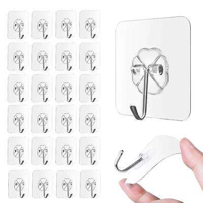 60 Pcs Traceless Transparent Hook Adhesive Hook Powerful Rotary Door Clothes Hook Kitchen Hook Perforated Free Storage Rack Female Buckle