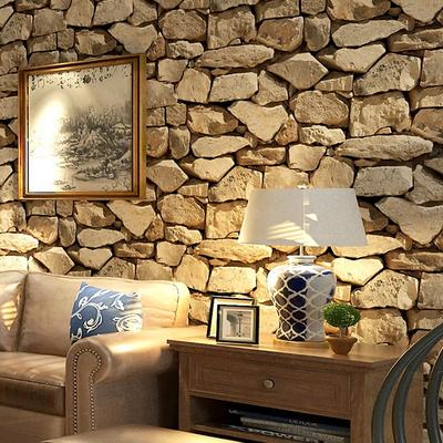 Cool Wallpapers Wall Mural Brick Wallpaper Brown 3D Rock Stone Wall Covering Adhesive Required PVC Home Décor 100053 cm