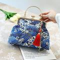 Women's Clutch Bags Satin Alloy Party / Evening Bridal Shower Wedding Party Embroidery Floral Print Crane blue Crane black Butterfly blue