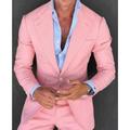 Men's Cocktail Attire Blazer Ceremony Wedding Party Business Attire Fashion Casual Spring Fall Polyester Plain Pocket Casual / Daily Single Breasted Blazer Light Pink Yellow Pink Royal Blue