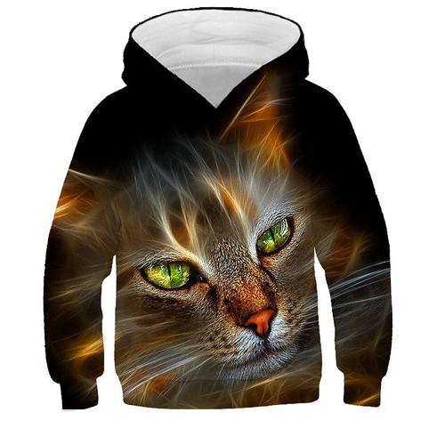 Kids Girls' Hoodie Cat Casual Long Sleeve Active Cotton 7-13 Years Fall Multicolor Black White