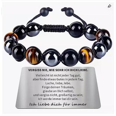 Natural Tiger Eye Agate Bracelet Men's Woven Adjustable Black Magnet Yoga Beaded Bracelet