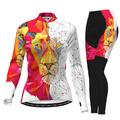 21Grams Women's Cycling Jersey with Tights Long Sleeve Mountain Bike MTB Road Bike Cycling White Green Animal Bike Thermal Warm Fleece Lining 3D Pad Warm Breathable Sports Animal Patterned Funny