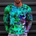 Abstract Designer Casual Men's 3D Print T shirt Tee Graphic Tee Outdoor Daily Vacation T shirt Yellow Red Blue Long Sleeve Crew Neck Shirt Spring Fall Clothing Apparel S M L XL 2XL 3XL 4XL