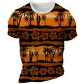 Graphic Floral Palm Tree Daily Designer Retro Vintage Men's 3D Print T shirt Tee Sports Outdoor Hawaiian Holiday T shirt Yellow Blue Red White Short Sleeve Crew Neck Shirt Spring Summer Clothing