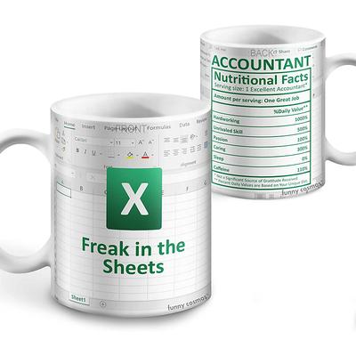 Excel Coffee Mug, Funny Gifts for Women Men Freak In The Sheets Mug Gifts for Boss CPA Friend Coworkers Accountant White Ceramic Office Mug 11.8 oz