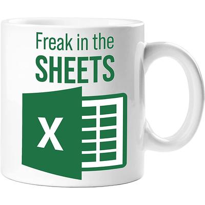 Excel Coffee Mug, Funny Gifts for Women Men Freak In The Sheets Mug Gifts for Boss CPA Friend Coworkers Accountant White Ceramic Office Mug 11.8 oz