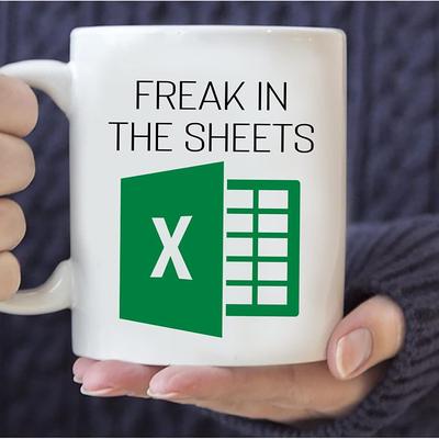 Excel Coffee Mug, Funny Gifts for Women Men Freak In The Sheets Mug Gifts for Boss CPA Friend Coworkers Accountant White Ceramic Office Mug 11.8 oz