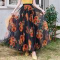 Women's Swing Long Skirt Midi Skirts Lace Layered Print Floral Solid Colored Daily Date Spring Summer Polyester Elegant Long Summer Black Pink Blue Orange