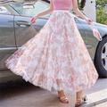 Women's Swing Long Skirt Midi Skirts Lace Layered Print Floral Solid Colored Daily Date Spring Summer Polyester Elegant Long Summer Black Pink Blue Orange