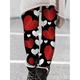 Women's Leggings Polyester Heart Wine Black Active High Waist Long Valentine's Day Vacation Spring