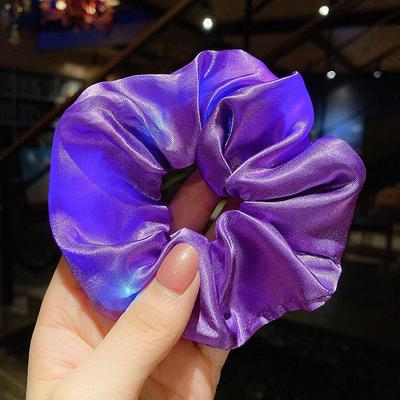 LED Luminous Scrunchies Ponytail Headwear Elastic Hair Tie Solid Color Carnival Party Hair Accessories