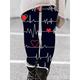 Women's Leggings Polyester Heart Wine Black Active High Waist Long Valentine's Day Vacation Spring
