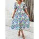 Women's Sundress Summer Dress Boho Dress Graphic Paisley Button Print V Neck Puff Sleeve Long Dress Maxi Dress Elegant Bohemia Date Vacation Short Sleeve Summer Spring