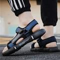 Men's Sandals Flat Sandals Black Sandals Casual Beach Outdoor Beach Cloth Breathable Magic Tape Black Gold Black Blue Summer