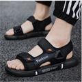 Men's Sandals Flat Sandals Black Sandals Casual Beach Outdoor Beach Cloth Breathable Magic Tape Black Gold Black Blue Summer