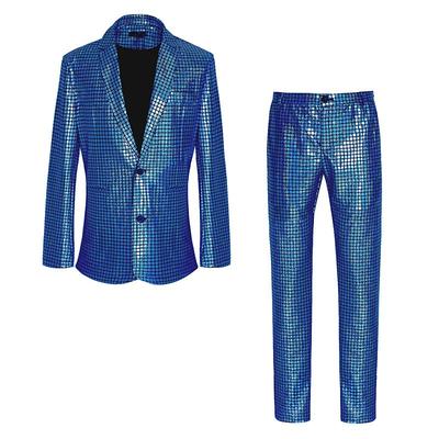 Disco 1980s Pants Outfits Suits Blazers Lapel Collar Blazer Disco Men's Sequins Masquerade Performance Party Club Coat