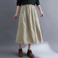 Women's Skirt A Line Long Skirt Linen Skirts Midi Skirts Pocket Split Ends Solid Colored Street Daily Spring Summer Cotton Linen coastalgrandmastyle Basic Casual Long Black Brown Green Apricot