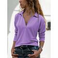 Women's T shirt Basic Plain Modern V Neck Stard Spring Fall Blue Purple Green Beige