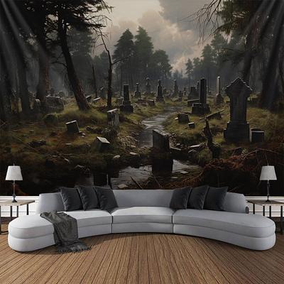 Halloween Graveyard Hanging Tapestry Wall Art Large Tapestry Mural Decor Photograph Backdrop Blanket Curtain Home Bedroom Living Room Decoration