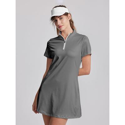 Women's Golf Dress Dark Grey Khaki Sleeveless Sun Protection Tennis Outfit Ladies Golf Attire Clothes Outfits Wear Apparel