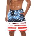 Men's Board Shorts Swim Shorts Swim Trunks Drawstring with Mesh lining Elastic Waist Graphic Prints National Flag Quick Dry Short Casual Daily Holiday Hawaiian Boho Black / Red Black Micro-elastic