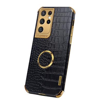 Phone Case For Samsung Galaxy S25 S24 S23 S22 S21 Ultra Plus S20 A12 A32 S20 FE Back Cover Portable Ring Holder Magnetic Solid Colored PU Leather