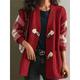 Women's Cardigan Sweater Jacket V Neck Cable Knit Acrylic Pocket Fall Winter Regular Outdoor Valentine's Day Daily Stylish Casual Soft Long Sleeve Plaid Red Navy Blue Green S M L