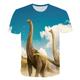 Kids Toddler Boys' T shirt Tee Short Sleeve Dinosaur Fantastic Beasts Graphic 3D Animal Crewneck Print White Blue Yellow Children Tops Active Cool 2-12 Years