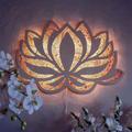 Lotus Flower Light Mandala Night Light Indoor LED Warm White Laser Carved Wood Three-dimensional LED Decorative Wall Lamp