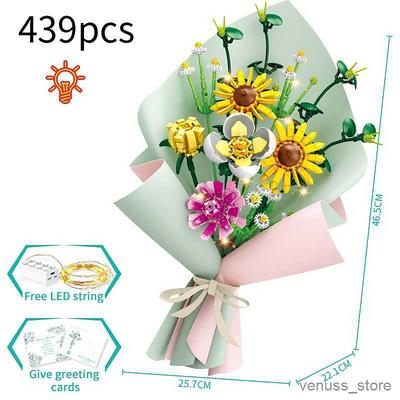 Women's Day Gifts Blocks LED Flowers Rose Building Block Lamp Bouquet Small Particles Compatible With Assembled Flower Holiday Gift Rose Series Toys R231208 Mother's Day Gifts for MoM