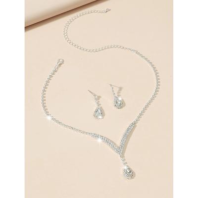 1 set Bridal Jewelry Sets For Women's Party Evening Gift Formal Rhinestone Alloy Chandelier Drop / Engagement dress to impress 2025