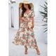 Women's Sheath Dress Chiffon Dress Sundress Floral Graphic Elastic Waist Print V Neck Cold Shoulder Long Dress Maxi Dress Elegant Tropical Party Date Short Sleeve Summer Spring