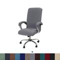 Waterproof Computer Office Chair Cover Stretch Rotating Gaming Seat Slipcover Elastic Corn Fleece Black Solid Color Soft Durable Washable