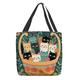 Women's Tote Shoulder Bag Canvas Tote Bag Polyester Outdoor Shopping Daily Print Large Capacity Foldable Lightweight Cat Character Black Orange Green