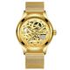 FNGEEN Gold Automatic Watch Men Stainless Steel Strap Skeleton Mechanical Watches Top Brand Luxury Luminous Pointer Watch 6018