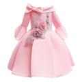 Kids Girls' Party Dress Floral 3/4 Length Sleeve Formal Performance Wedding Tie Knot Fashion Adorable Cotton Midi Party Dress Floral Embroidery Dress Flower Girl's Dress Summer Spring Fall 2-9 Years