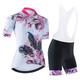 21Grams Women's Cycling Jersey with Bib Shorts Cycling Jersey with Shorts Short Sleeve Mountain Bike MTB Road Bike Cycling White Black Green Graphic Floral Botanical Bike Clothing Suit 3D Pad