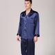 Men's Satin Silk Sleepwear Pajama Top and Pant Silk Pajama 2 Pieces Pure Color Luxury Home Bed Faux Silk Comfort Long Sleeve Pant Winter Fall Pure blue Blue cord